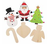 Baker Ross FC110 Formes en Bois pour Enfants motif Noël - Lot de 10, Forme en Bois a Peindre Decoration, Loisirs Créatifs Enfants, Activites Manuelles pour Enfants