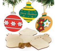 Baker Ross FC117 Lot de 12 boules de Noël en bois, créez vos propres décorations de Noël, décorations d'arbre pour enfants à décorer, décorations à suspendre pour arbres de Noël