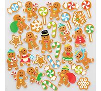 Baker Ross FC195 Autocollant Enfant en Mousse motif Pain d'Epices - Lot de 200, Autocollants pour Enfants, Stickers Scrapbooking, Scrapbooking Accessoires, Loisir Creatif Enfant