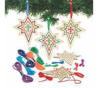 Baker Ross FC210 Kits de Décoration en Bois Enfants Etoile de la Nativité - Lot de 5, Couture Débutant, Kit Couture pour Enfant, Kit Broderie Debutant, Loisirs Creatifs Enfants