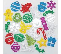 Baker Ross FC245 Autocollant Enfant en Mousse et Paillette motif Noel - Lot de 100, Autocollants pour Enfants, Stickers Scrapbooking, Enfant Noel, Loisir Creatif Enfant