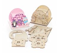 Baker Ross FC267 Porte Bougie Enfant en Bois en forme d'Animaux de l'Arctique - Lot de 3, Porte Bougie Decoration, Porte Bougies Decoratif, Loisir Creatif Enfant