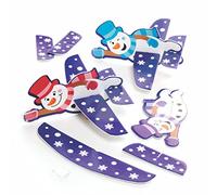 Baker Ross FC272 Planeur Avion Enfant motif Bonhomme de Neige - Lot de 8, Avion Polystyrene, Avion Jouet, Planeur Avion Enfant, Jouet pas Cher Enfant