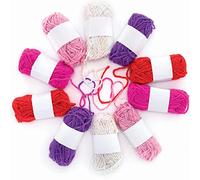 Baker Ross FC314 Lot de 10 pelotes de laine à paillettes rouges, roses et violettes - Matériel de bricolage pour enfants pour la Saint-Valentin