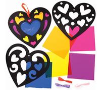 Baker Ross FC440 Lot de 6 décorations en vitrail en forme de cœur pour enfants