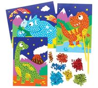 Baker Ross FE115 Kits d'art de paillettes de dinosaures - Paquet de 4, créez votre propre ensemble d'art pour enfants