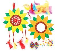 Baker Ross FE197 Kits de capteur de rêves en bois de tournesol - Lot de 4, faites votre propre capteur de rêves, ensemble d'artisanat pour les enfants à décorer et à afficher