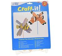 Baker Ross Fe231 Kits De Moulin Vent En Bois Poissons Tropicaux- Paquet De 3 Pour Les Projets D Arts Et D Artisanat Pour Enfants