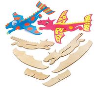 Baker Ross FE239 Kit de planeurs en bois Dragon - Lot de 8, avions pour enfants, faites le vôtre pour les enfants, Kit avion en bois