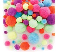 Baker Ross FE483 Kit de pompon fluo- pack de 200, fournitures de fabrication des cartes de vœux, embellissements pour l’artisanat