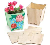 Baker Ross FE521 Kits d'artisanat de grand pot de fleurs de chat en bois - Lot de 3, faites votre propre pot de fleur, pots de plantation pour les enfants à décorer