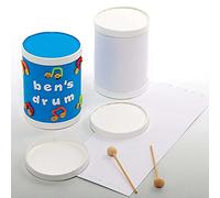 Baker Ross FE624 Kit de mini Tambour - Pack de 3, Ensemble d'arts musicaux et d'artisanat pour enfants Fabriquez vos propres tambours
