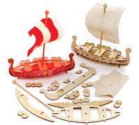 Baker Ross FE627 Kits de bateau romain en bois - Paquet de 3, artisanat en bois pour les enfants à décorer et afficher, activité éducative pour enfants