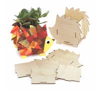 Baker Ross FE646 Pot de Fleur Enfant en Bois motif Hérisson - Lot de 3, Kit de Décoration pour Enfant, Loisirs Créatifs pour Enfants
