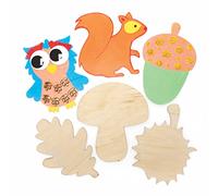Baker Ross FE676 Formes en Bois pour Enfants motif Automne - Lot de 10, Forme en Bois a Peindre Decoration, Loisirs Créatifs Enfants, Activites Manuelles pour Enfants