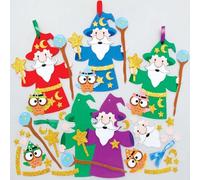 Baker Ross FE722 Kit de Decoration Enfant motif Magicien - Lot de 8, Decoration pour les Enfants à Colorier et Décorer, Loisirs Creatifs Enfant, Activites Manuelles pour Enfants