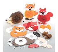 Baker Ross FE725 Pompons pour Enfants motif Animaux de la Foret - Lot de 3, Pompon Laine, Pom Pom, Pompons Loisirs Creatifs Enfants