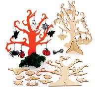 Baker Ross FE740 Arbre en Bois Enfants motif Halloween - Lot de 2, Decoration Bois à Décorer, Bois a Peindre Enfant, Activites Manuelles pour Enfants
