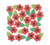 Baker Ross FE784 Autocollant Enfant Mousse et Paillette motif Coquelicot - Lot de 100, Autocollants pour Enfants, Stickers Scrapbooking, Scrapbooking Accessoires, Loisir Creatif Enfant