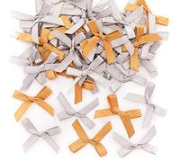 Baker Ross FE800 Noeud Autocollant pour Enfant Argent et Or - Lot de 72, Loisirs Créatifs pour Enfants, Noeud Decoratif, Noeuds Scrapbooking