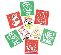 Baker Ross FE885 Pochoir Dessin Enfant - Lot de 8 Motifs Atelier du Père Noël - Pochoirs Lavables pour Enfant, Scrapbooking, Activités Manuelles pour Enfants