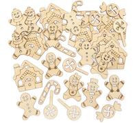 Baker Ross FE936 Lot de 72 mini formes en bois en forme de pain d'épices pour travaux manuels, fournitures d'artisanat pour enfants, idéal pour les projets d'art et d'artisanat des enfants