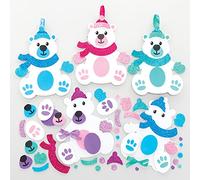 Baker Ross FE947 Kit de Decoration Enfant motif Ours des Neiges - Lot de 8, Decoration pour les Enfants à Colorier et Décorer, Loisirs Creatifs Enfant, Activites Manuelles pour Enfants