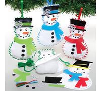 Baker Ross FE949 Kit Couture Enfant Motif Bonhomme de Neige - Lot de 3, Creatif Activites Manuelles pour Enfants, Couture Debutant