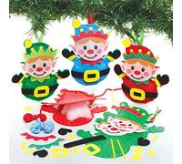Baker Ross FE962 Kit de couture elfe de Noël activités créatives pour enfants, idéal pour les loisirs créatifs de Noël, bleu, vert, rouge, lot de 3