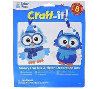 Baker Ross FE970 Kit de Decoration Enfant motif Hibou des Neiges - Lot de 8, Decoration pour les Enfants à Colorier et Décorer, Loisirs Creatifs Enfant, Activites Manuelles pour Enfants