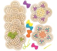 Baker Ross Fleurs en Bois à Tisser - Lot de 4, Activités Manuelles pour Enfants (AT378)