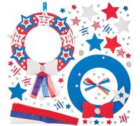 Baker Ross FN018 Stars & Stripes Wreath Kits - Pack of 3, Wreath Craft Kits for Kids, American Craft Kits