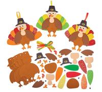 Baker Ross FN019 Kits de décoration pour la dinde de Thanksgiving - Lot de 8, kits de décoration de Thanksgiving pour les enfants