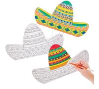 Baker Ross FN022 Chapeaux Sombrero à colorier - Lot de 8, costumes de déguisement, loisirs créatifs