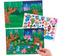 Baker Ross FN082 Scènes d'autocollants de la forêt mythique - Pack of 4, autocollants pour enfants, bricolage pour enfants, autocollants pour enfants