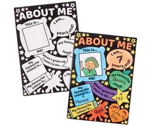 Baker Ross FN116 About Me Poster Class Pack - Pack de 10, fournitures scolaires, ressources pédagogiques et aides à l'apprentissage pour les salles de classe