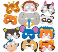 Baker Ross FN146 Masques d'animaux en mousse - paquet de 12, kits de costumes pour enfants, accessoires pour jeux d'éveil