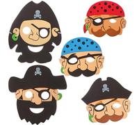 Baker Ross FN166 Pirate Masques en mousse - Pack de 5, kits de costumes pour enfants, accessoires pour jeux d'éveil
