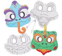 Baker Ross FN193 Reptile Colour-in Masks - Pack of 8, Costume de déguisement Arts and Crafts
