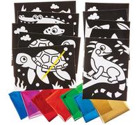 Baker Ross FN195 Reptiles Foil Art Pictures - Pack of 10, Arts and Crafts Foil Colouring Picture From Kits