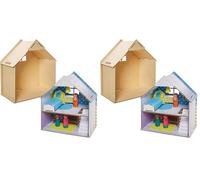 Baker Ross FN199 Kit Maison de poupées en Bois pour Enfants - Kit de Construction Artisanale pour Maison de poupées (Lot de 2)