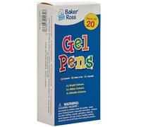 Baker Ross FN222 Stylos Gel Bumper Pack - Pack de 20, Stylos gel pour dessiner, écrire et prendre des notes, Stylos gel colorés