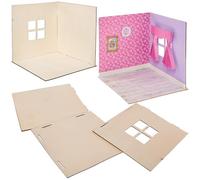 Baker Ross FN255 Mini Doll House Wooden Room Kit - Pack of 1, Kids Dolls House Kit, Handcraft Construction Kit
