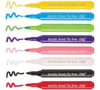 Baker Ross FN282 Acrylic Porcelain & Deco Brush Tip Pens - Pack of 8, Ceramic Decorating Pens, Brush Pens for Crafts (Stylos décoratifs pour la céramique)
