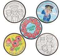 Baker Ross FN310 Décorations de fenêtre à colorier pour le jour du Souvenir - paquet de 20, décorations de coquelicots du Souvenir pour les enfants