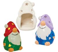 Baker Ross FN319 Porte-bougies à réchaud en céramique Gonk - Lot de 2, artisanat de Noël pour les enfants, peinture sur céramique