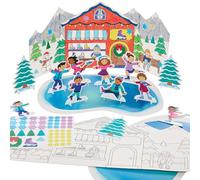Baker Ross FN333 Patinage d'hiver - Kits de scènes 3D à colorier - Lot de 2, Artisanat de Noël, Divertissements de Noël pour les enfants