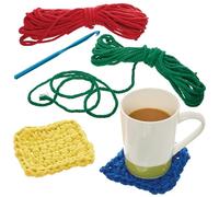 Baker Ross FN352 Kits de crochet pour sous-verres - Lot de 1, kits d'apprentissage du crochet pour débutants et enfants
