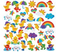 Baker Ross FN387 Autocollants en mousse Rainy Day Ducks - Pack of 150, Kids Arts and Crafts Stickers, Stickers for Scrapbooking