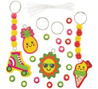 Baker Ross FN418 Kits de porte-clés et pendentifs pour sacs d'été - Lot de 4, porte-clés pour loisirs créatifs pour enfants